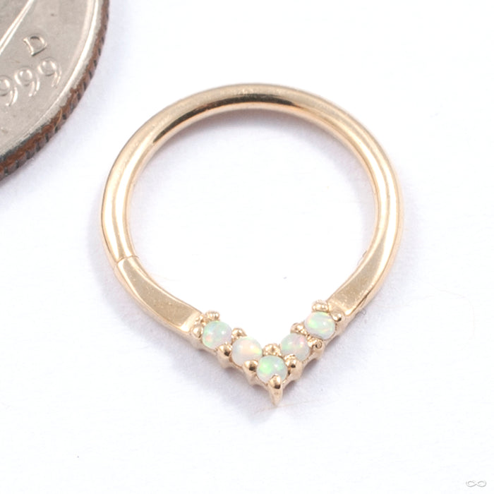 Apex Seam Ring in 14k Yellow Gold with White Opal from Tawapa