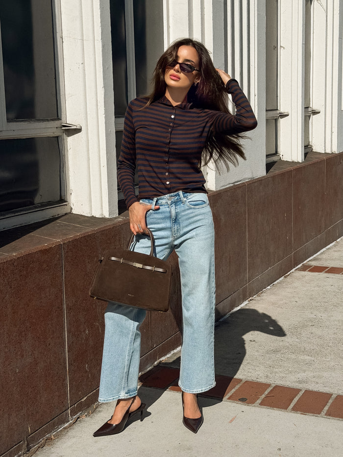 Ashton Stripe Button Down Top - Stitch And Feather