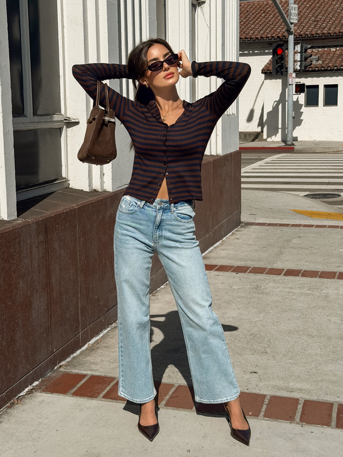 Ashton Stripe Button Down Top - Stitch And Feather
