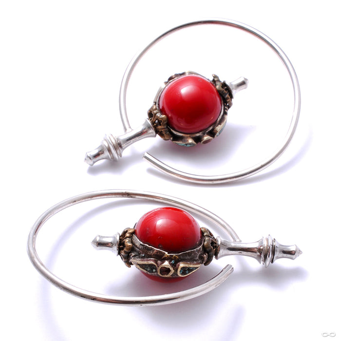 Asia Major Hoop Weights with Copal Beads from Morton Manley side view