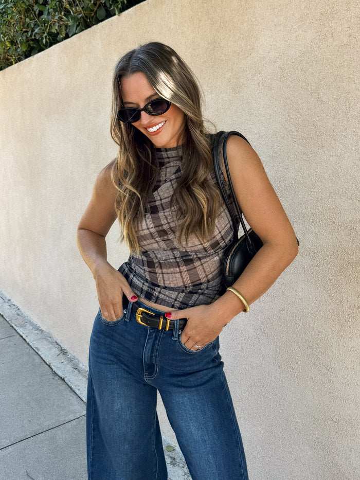 Aspen Plaid Mesh Top - Stitch And Feather
