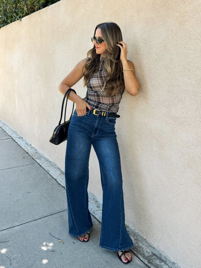 Aspen Plaid Mesh Top - Stitch And Feather