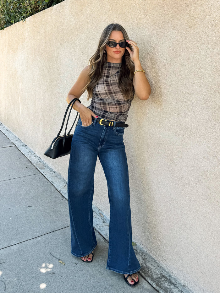 Aspen Plaid Mesh Top - Stitch And Feather