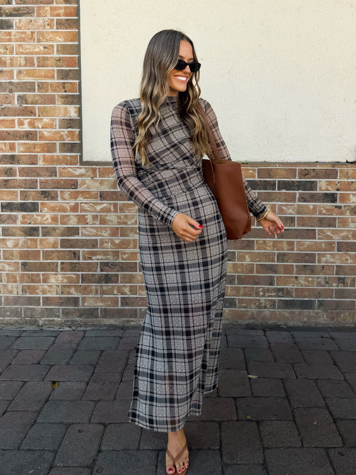 Aspen Plaid Midi Dress - Stitch And Feather