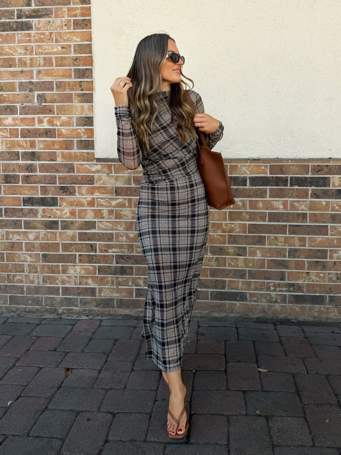 Aspen Plaid Midi Dress - Stitch And Feather