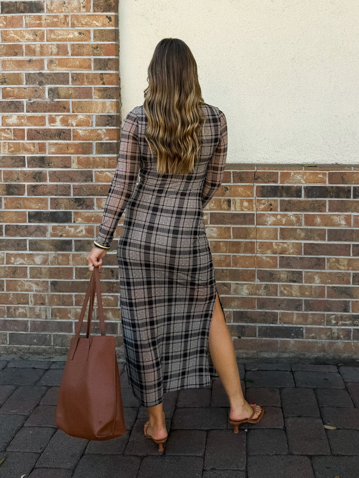Aspen Plaid Midi Dress - Stitch And Feather