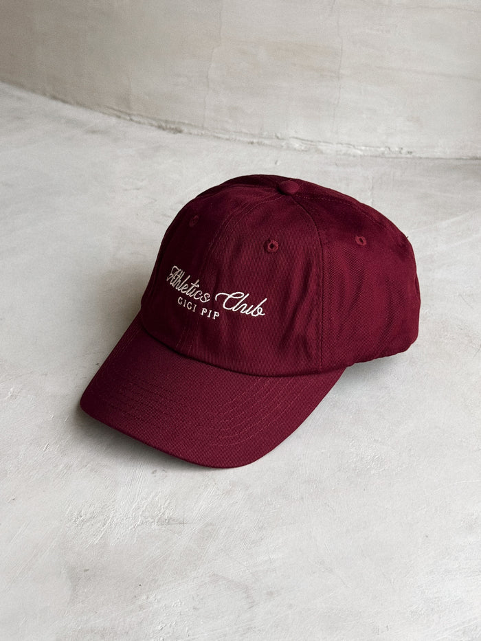 Athletics Club Ball Cap in Burgundy - Stitch And Feather