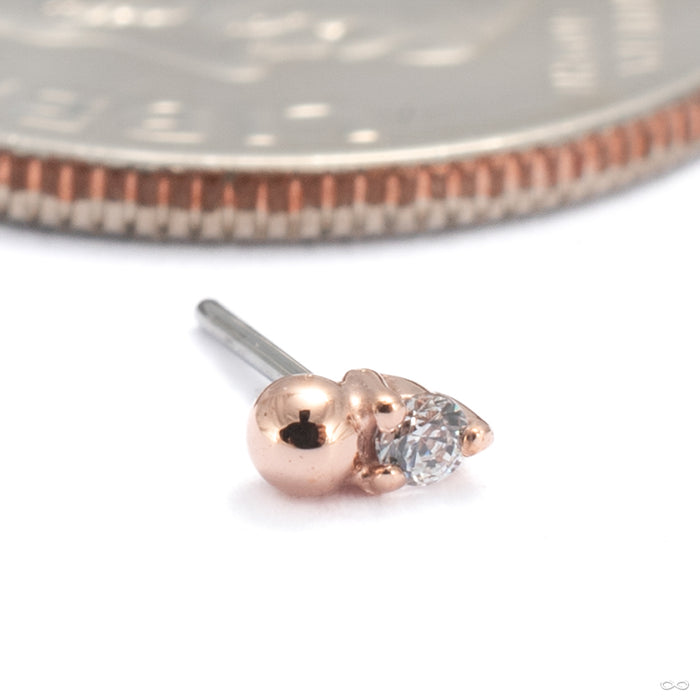 Babe Press-fit End in 14k Rose Gold with Clear CZ from Buddha Jewelry