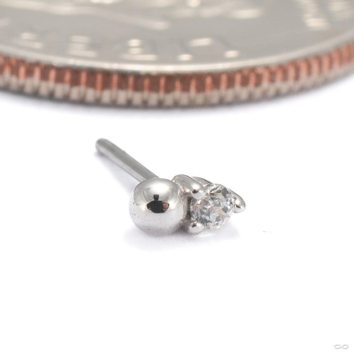 Babe Press-fit End in 14k White Gold with Clear CZ from Buddha Jewelry