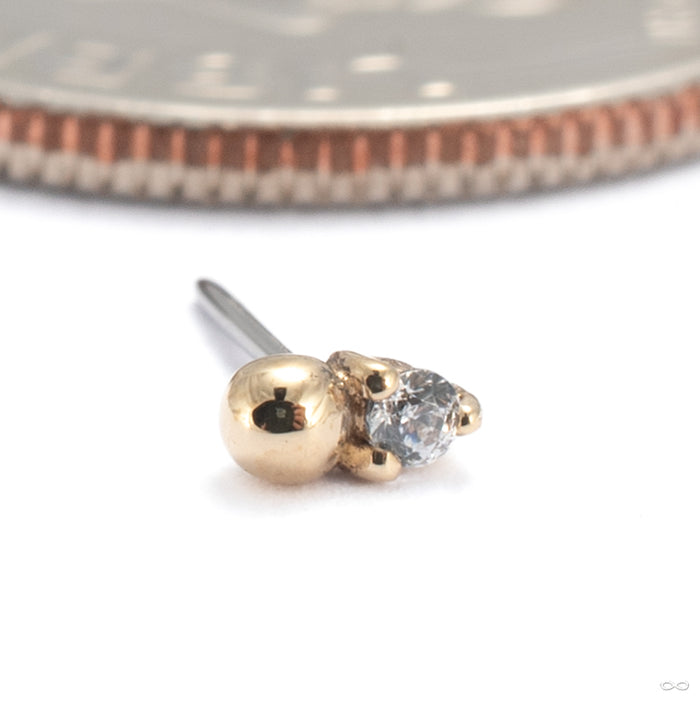 Babe Press-fit End in 14k Yellow Gold with Clear CZ from Buddha Jewelry