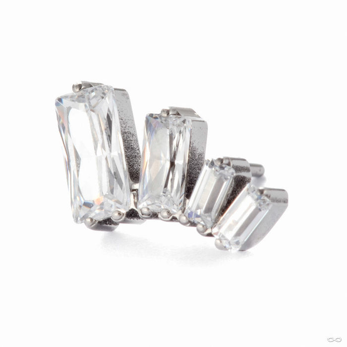 Baguette Cascade Press-fit End in Titanium with Clear CZ from Diablo Organics Right Orientation