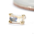 Baguette Solitaire Press-fit End in Gold from Modern Mood with moonstone cabochon