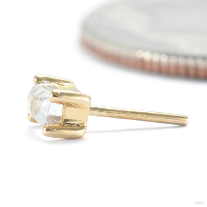 Baguette Solitaire Press-fit End in Gold from Modern Mood with moonstone cabochon