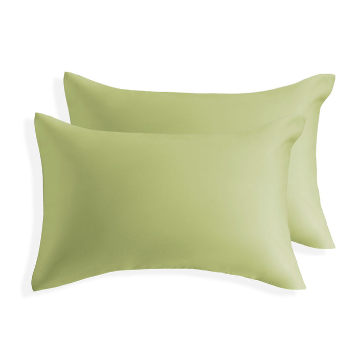 Two green bamboo pillowcase set with smooth silky fabric