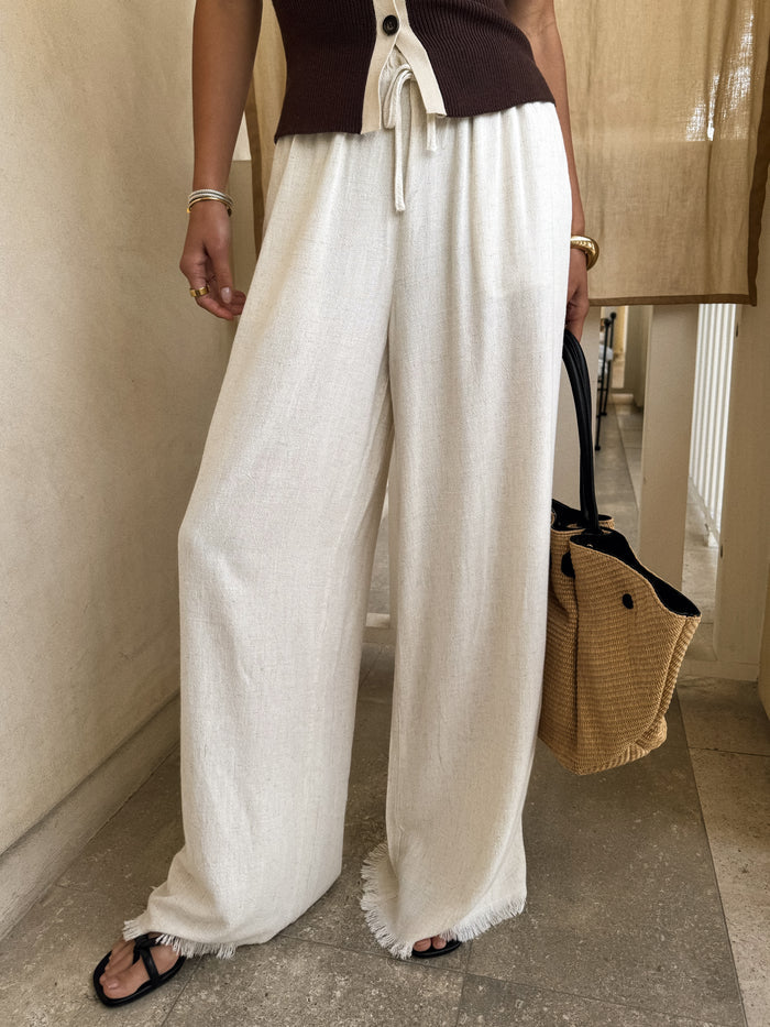 Barbados Linen Pants in Oatmeal - Stitch And Feather
