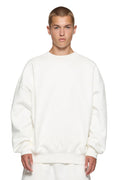 Basic Crewneck Sweater in ivory, oversized fit with dropped shoulder and Basics logo.