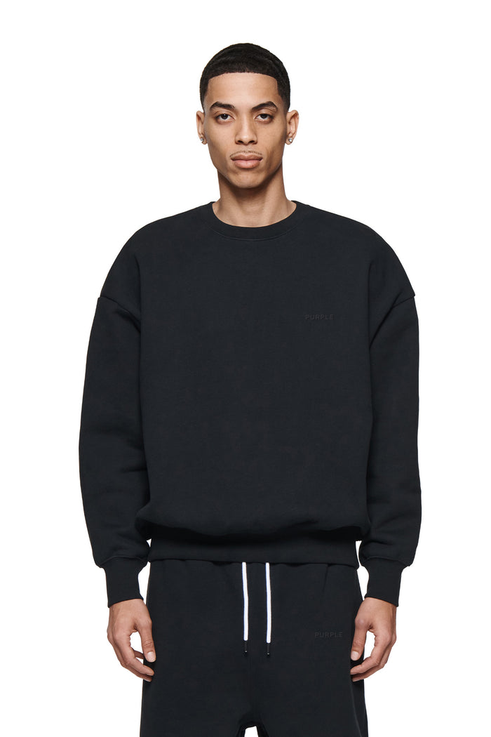 Basic Crewneck Sweater in purple, oversized fit with dropped shoulder and fleece knit.