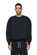 Basic Crewneck Sweater in purple, oversized fit with dropped shoulder and fleece knit.