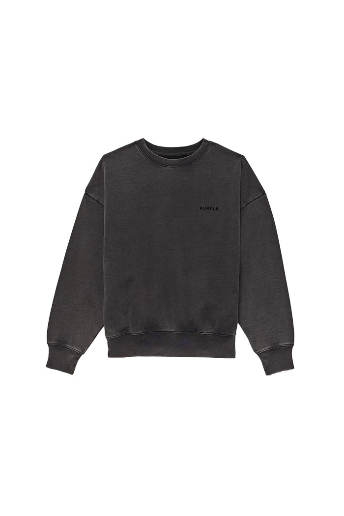 Basic Crewneck Sweater in washed black with oversized fit and dropped shoulders.