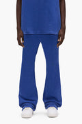 Basic Flared Sweatpant in blue, 100% cotton, relaxed fit, heavyweight fleece knit.