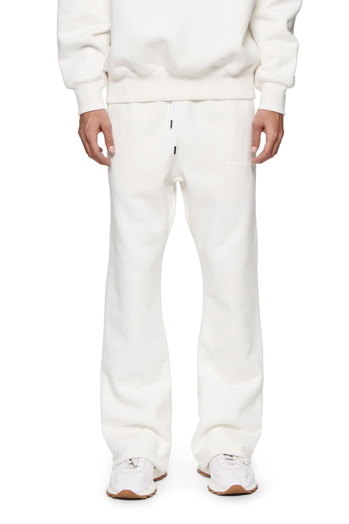 Basic Flared Sweatpant in Ivory with relaxed fit and heavyweight fleece knit.
