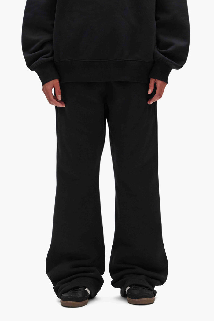 Basic Flared Sweatpant in Purple, relaxed fit, 100% cotton, heavyweight fleece knit.