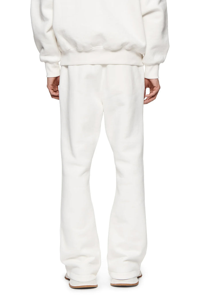 Basic Flared Sweatpant in Ivory, 100% cotton, relaxed fit, heavyweight fleece knit.