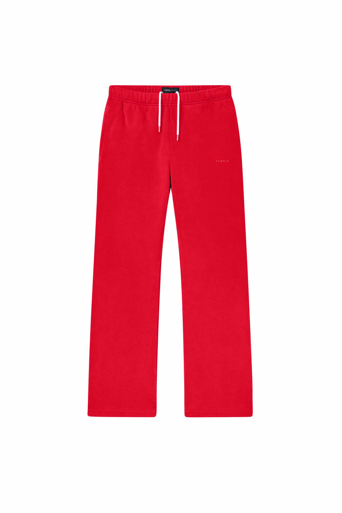 Basic Flared Sweatpant in red, relaxed fit, heavyweight fleece knit, various sizes available.