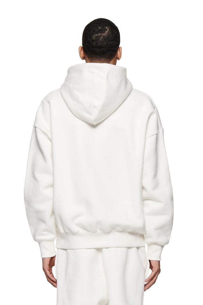 Basic Hoodie in Ivory, oversized fit sweatshirt with dropped shoulder and Basics logo.