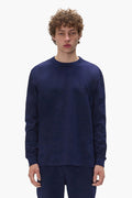 Basic Long Sleeve Tee in Navy, 100% Cotton, Regular Fit, Textured Jersey Knit.