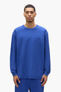 Basic Long Sleeve Tee in blue with textured jersey knit and regular fit.