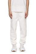 Basic Sweatpant in Ivory, heavyweight fleece knit, regular fit with left thigh screen print.