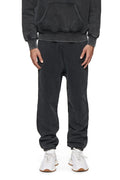 Basic Sweatpant in washed black, 100% cotton, regular fit, heavyweight fleece knit.