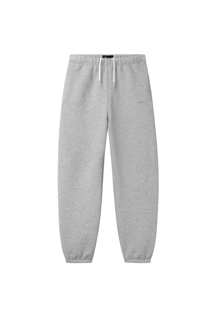 Basic Sweatpant in Grey, regular fit, 100% cotton, heavyweight fleece knit, screen print logo.
