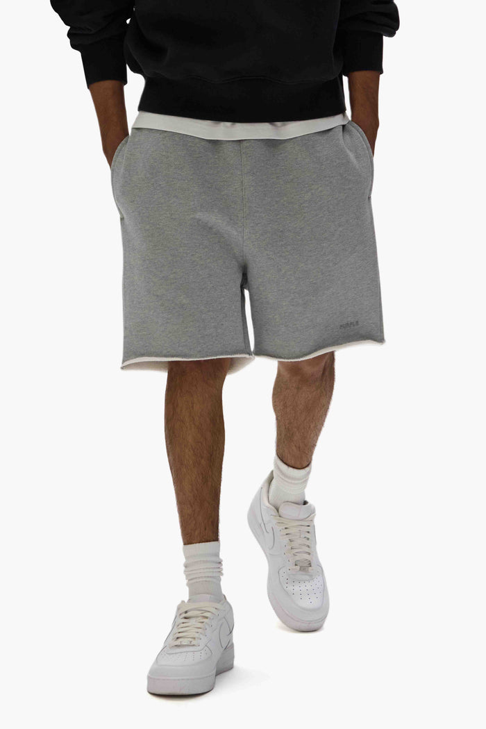 Basic Sweatshort in Purple, relaxed fit, 100% cotton, heavyweight fleece knit.