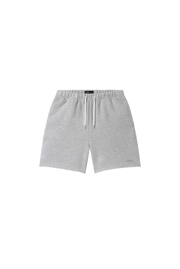 Basic Sweatshort in grey, relaxed fit, heavyweight fleece knit, available in multiple sizes.