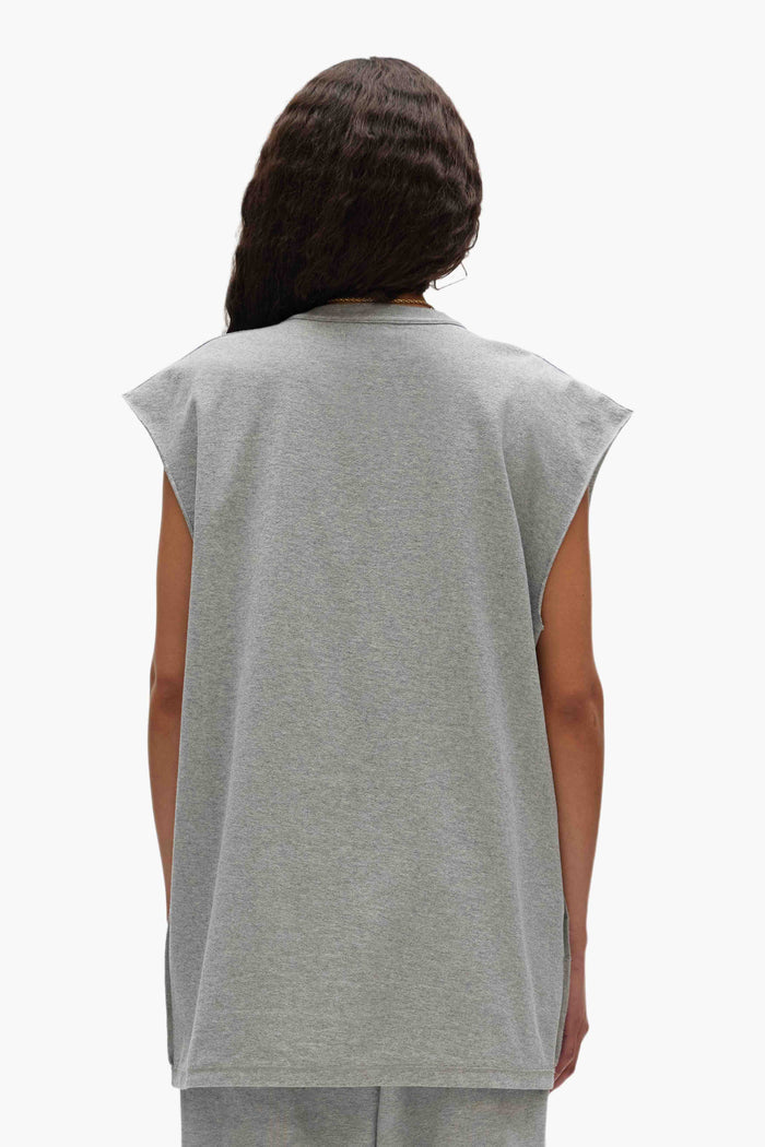 Purple Basic Tank Top, 100% Cotton, Relaxed Fit, Textured Jersey Knit