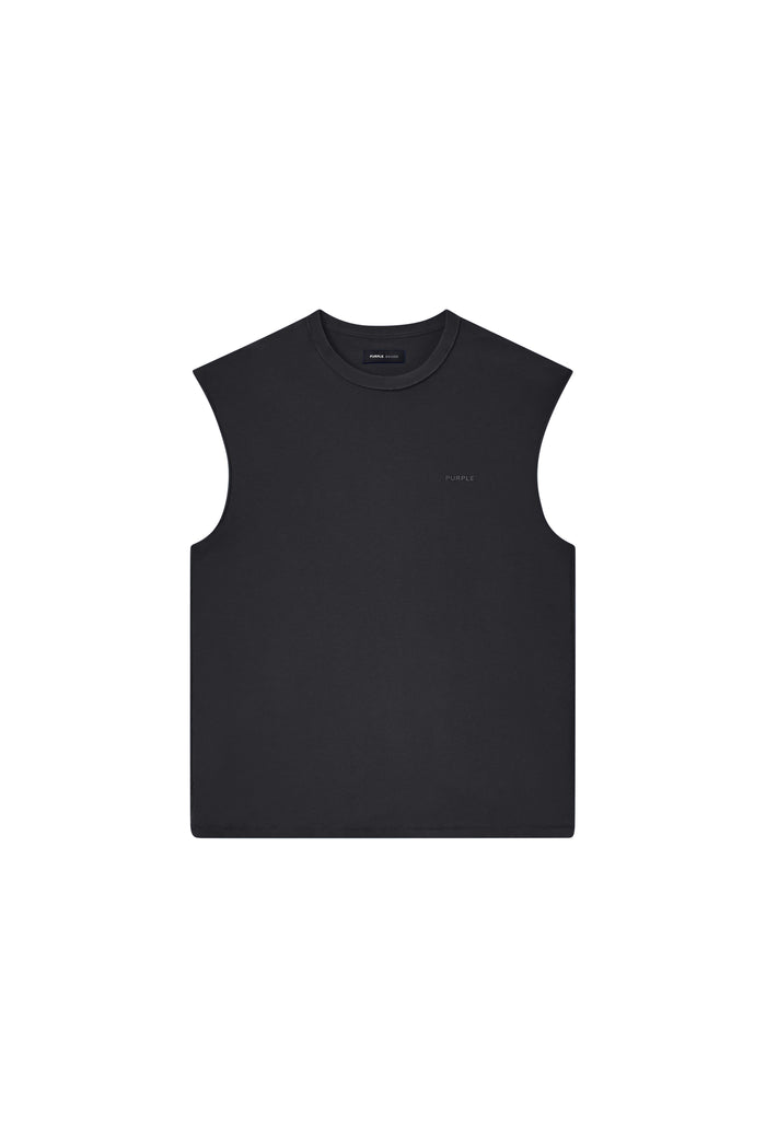 Basic Tank Top in Black, 100% Cotton, relaxed fit, textured jersey knit, size variants available.