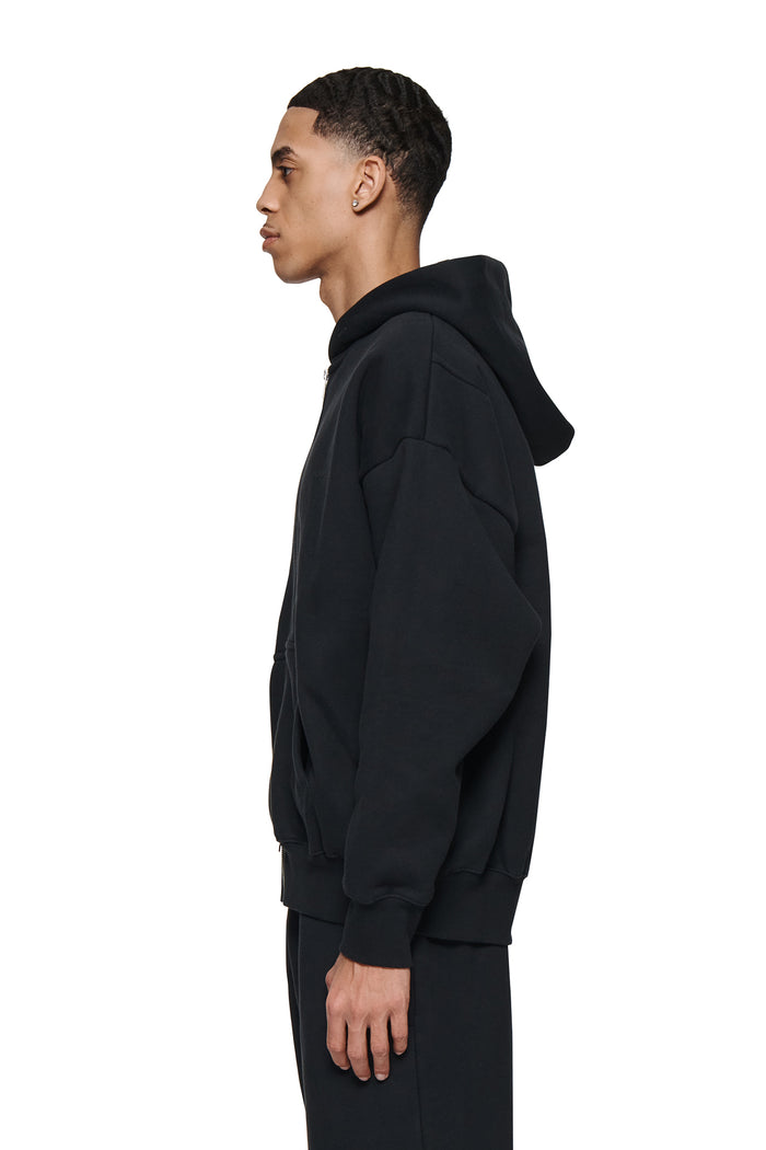 Purple Basic Zip-Up Hoodie, 100% Cotton, Oversized Fit, Heavyweight Fleece Knit