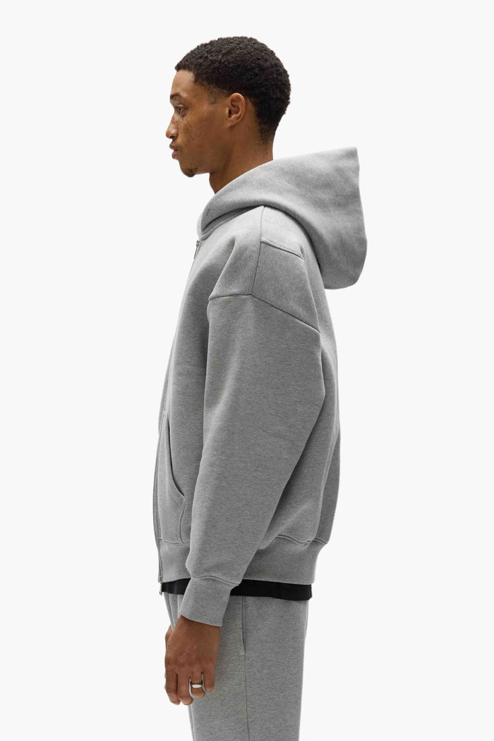 Basic Zip-Up Hoodie in oversized fit with dropped shoulders and Basics logo, purple, 100% cotton.
