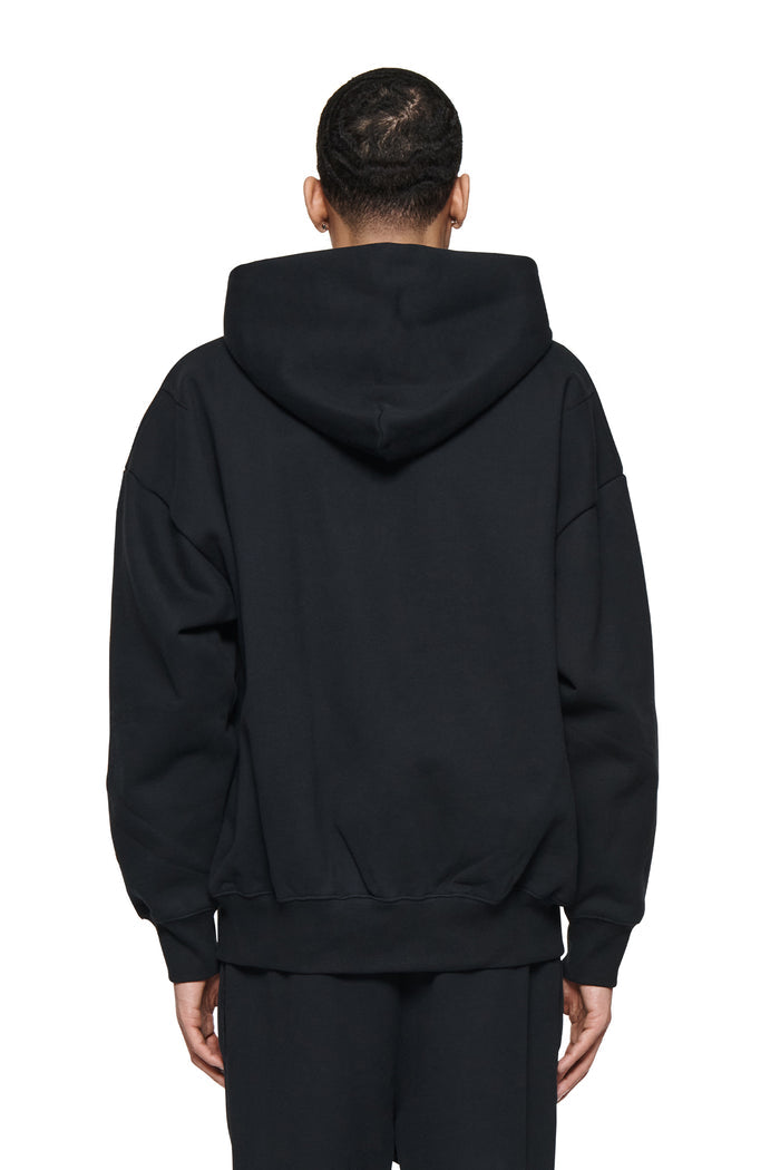 Basic Zip-Up Hoodie in purple, oversized fit, 100% cotton, heavyweight fleece knit.