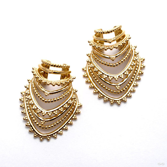 Beaded Afghan Cuff from Tawapa in Yellow-gold-plated Brass
