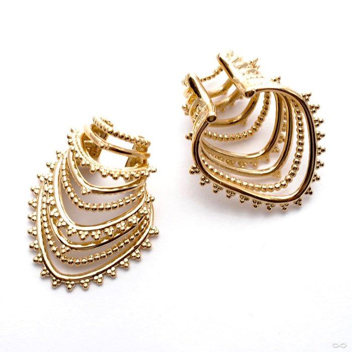 Beaded Afghan Cuff from Tawapa in Yellow-gold-plated Brass