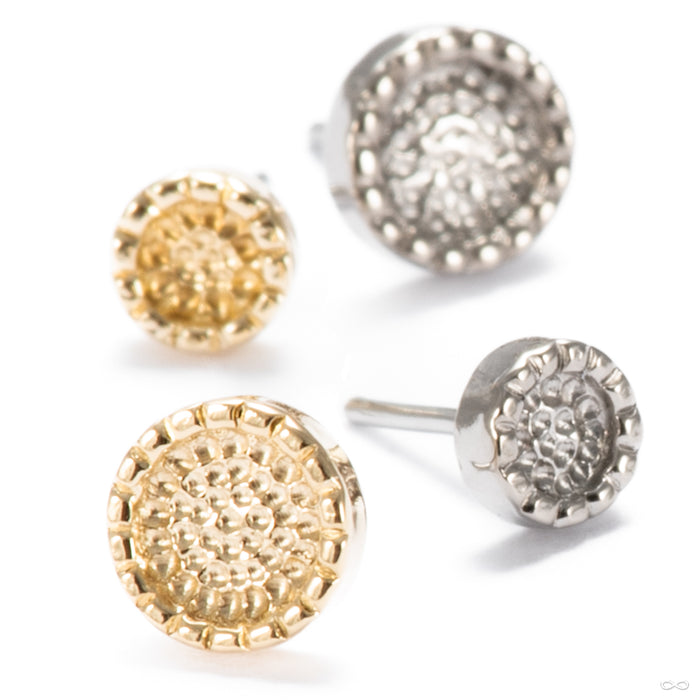 Beaded Hammered Disk Press-fit End in Gold from Seasons Handmade in assorted materials and sizes