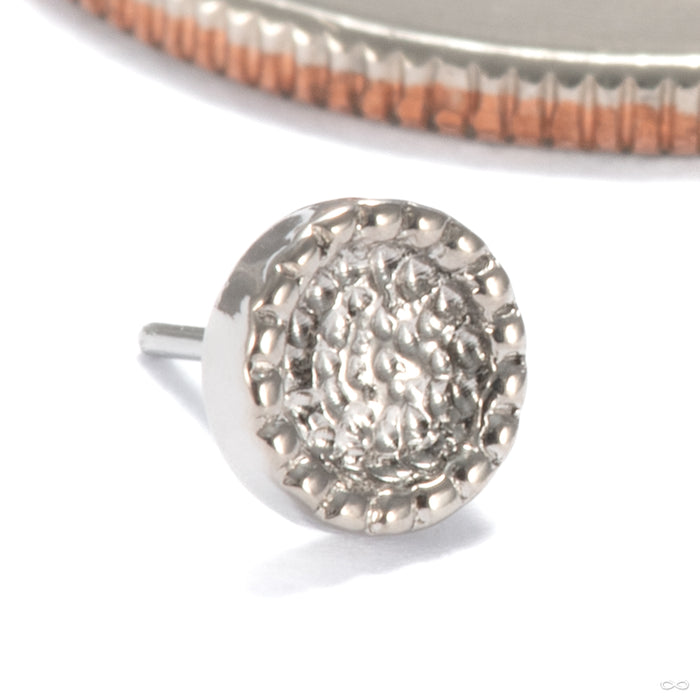 Beaded Hammered Disk Press-fit End in 14k White Gold 4mm from Seasons Handmade
