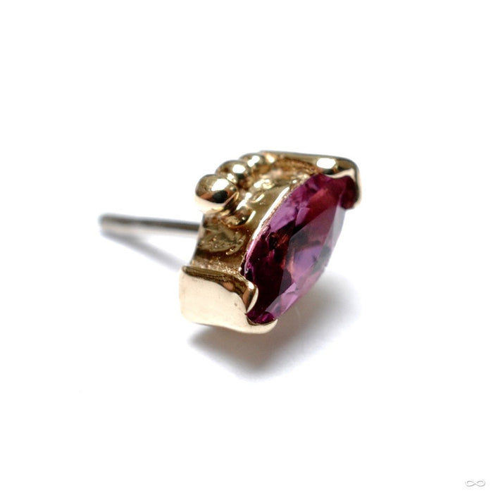 Beaded Marquise Press-fit End in Gold from BVLA with Rhodolite