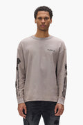 Beaded Palms Long Sleeve Tee in faded wash with silicone print and beading detail.