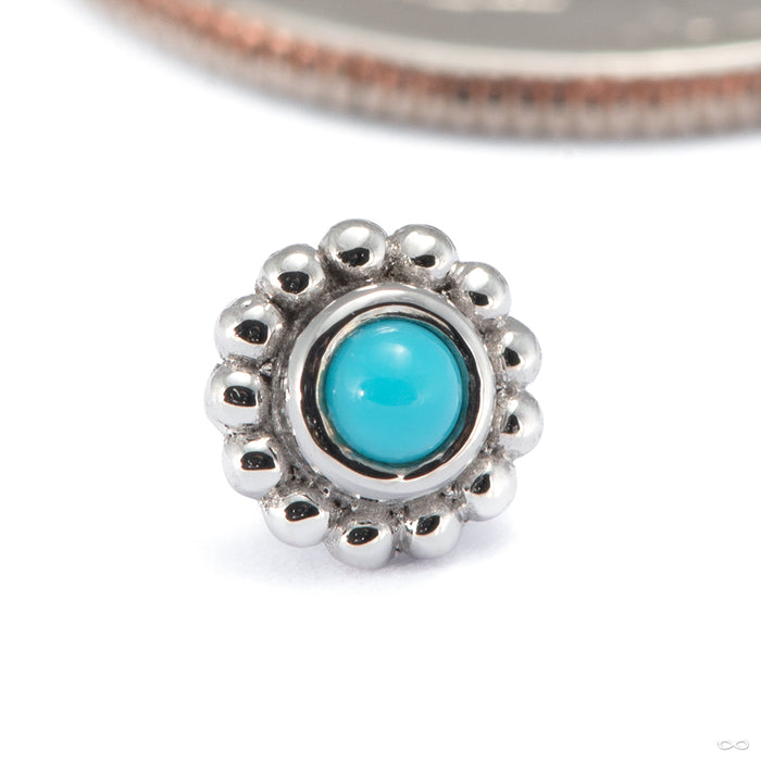 Beaded Raine Press-fit End in 14k White Gold with Turquoise from BVLA
