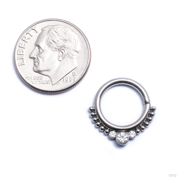 Beaded Seam Ring with 3 Stone Cluster from LeRoi with clear CZ