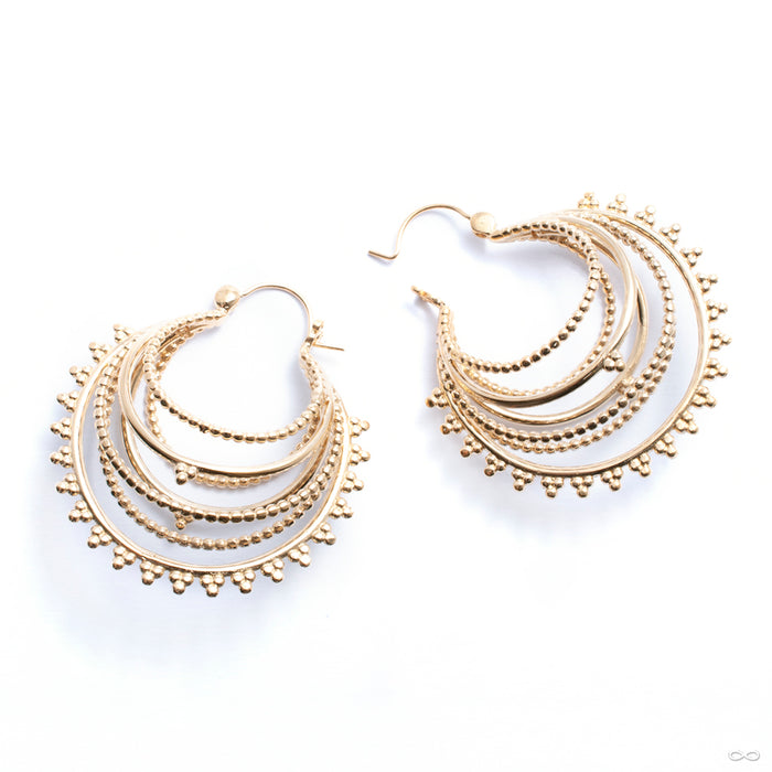 Beaded Warrior Earrings from Tawapa in yellow-gold-plated brass